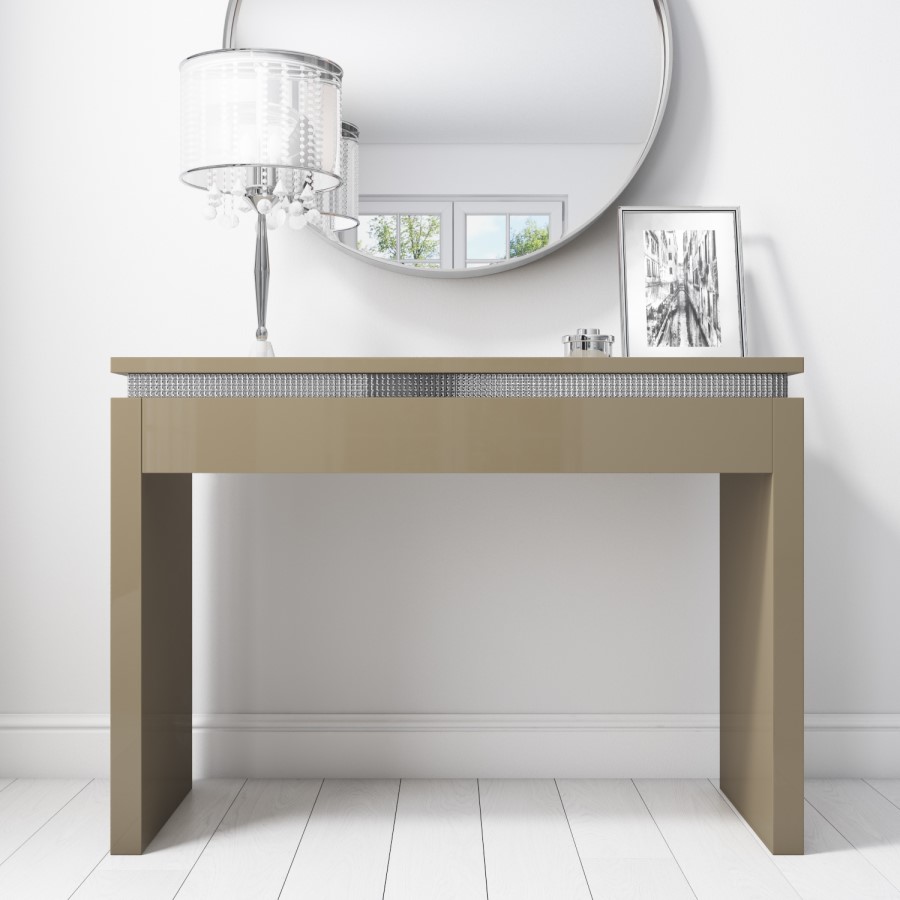 Gabriella Mink High Gloss Console Table with Diamante Trim