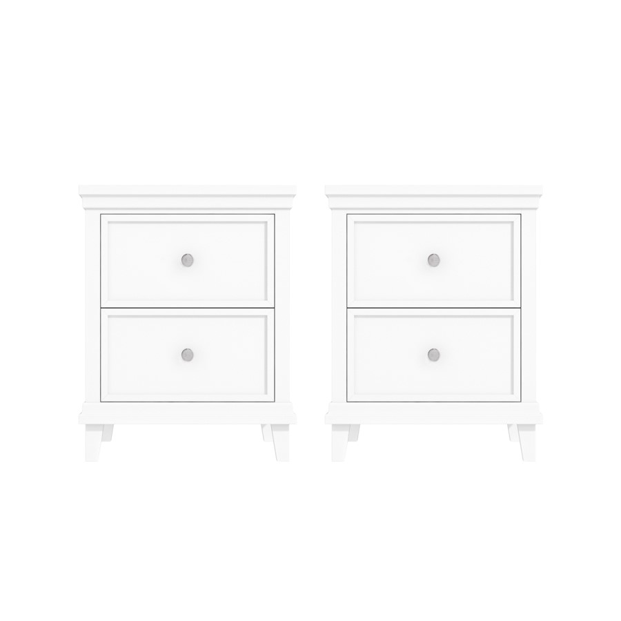 White Painted Pair of 2 Drawer Bedside Tables - Georgia