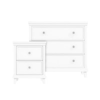 White Bedside Table and Chest of Drawers Set - Georgia