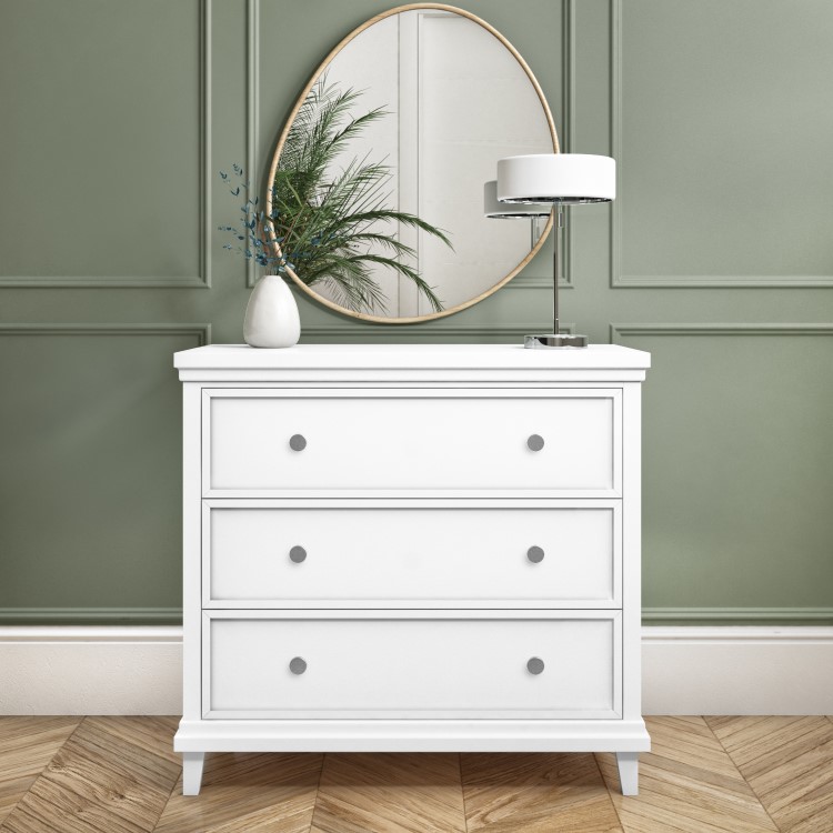 White Bedside Table and Chest of Drawers Set - Georgia