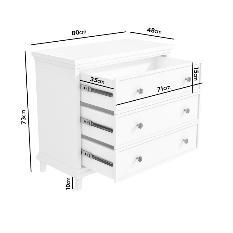 White Bedside Table and Chest of Drawers Set - Georgia