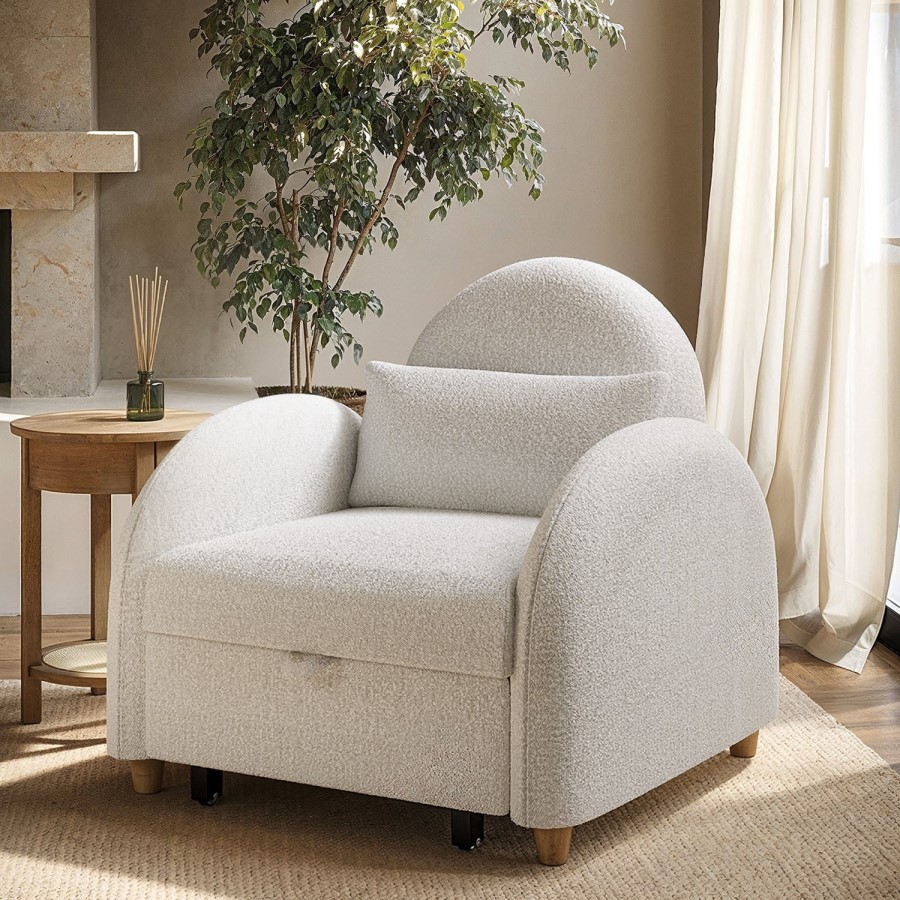 Beige Boucle Sofa Bed - Gene