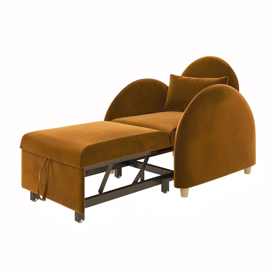 Caramel Velvet Sofa Bed - Gene