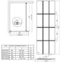 Black Grid Wet Room Shower Screen with Wall Support Bar & Hinged Return Panel 1200mm - Nova