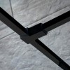 Black Grid Wet Room Shower Screen with Wall Support Bar &amp; Hinged Return Panel 700mm - Nova
