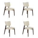 BUN/GRT001/99029 Set of 4 Beige Upholstered Dining Chairs with Walnut Legs - Greta