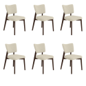BUN/GRT001/99030 Set of 6 Beige Upholstered Dining Chairs with Walnut Legs - Greta
