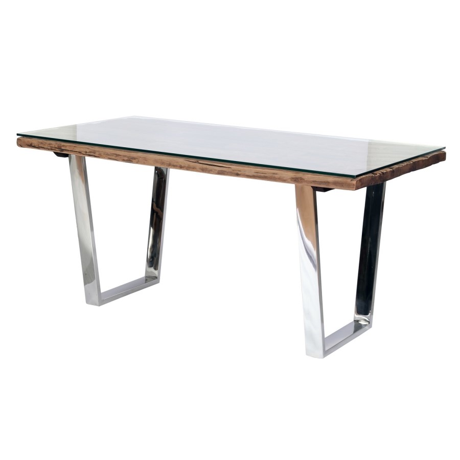 Grayson Industrial Reclaimed Solid Wood Dining Table with 4 Beige Velvet Dining Chairs