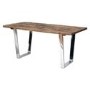 Grayson Industrial Reclaimed Solid Wood Dining Table with 4 Beige Velvet Dining Chairs