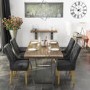 Grayson Industrial Reclaimed Solid Wood Dining Table with 4 Charcoal Velvet Dining Chairs
