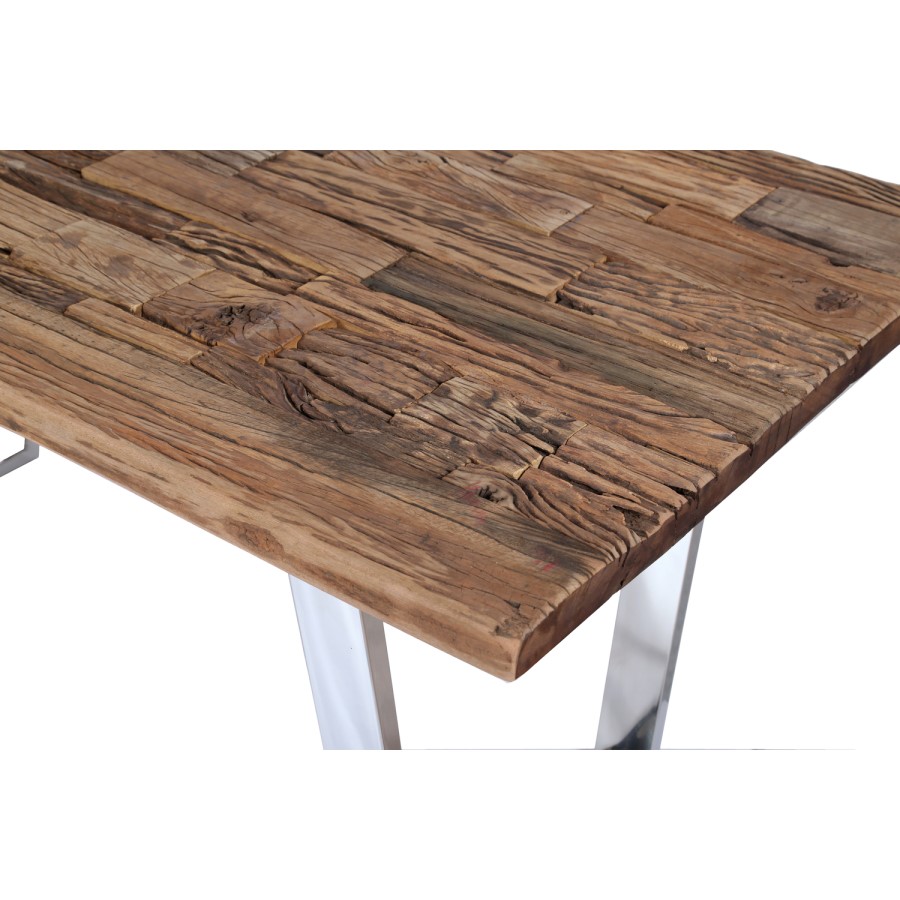 Grayson Large Industrial Wood Dining Table with Glass Top - Seats 6