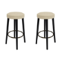 Set of 2 Beige Upholstered Kitchen Counter Stools with Black Legs - Gatsby