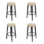Set of 4 Beige Upholstered Kitchen Counter Stools with Black Legs - Gatsby