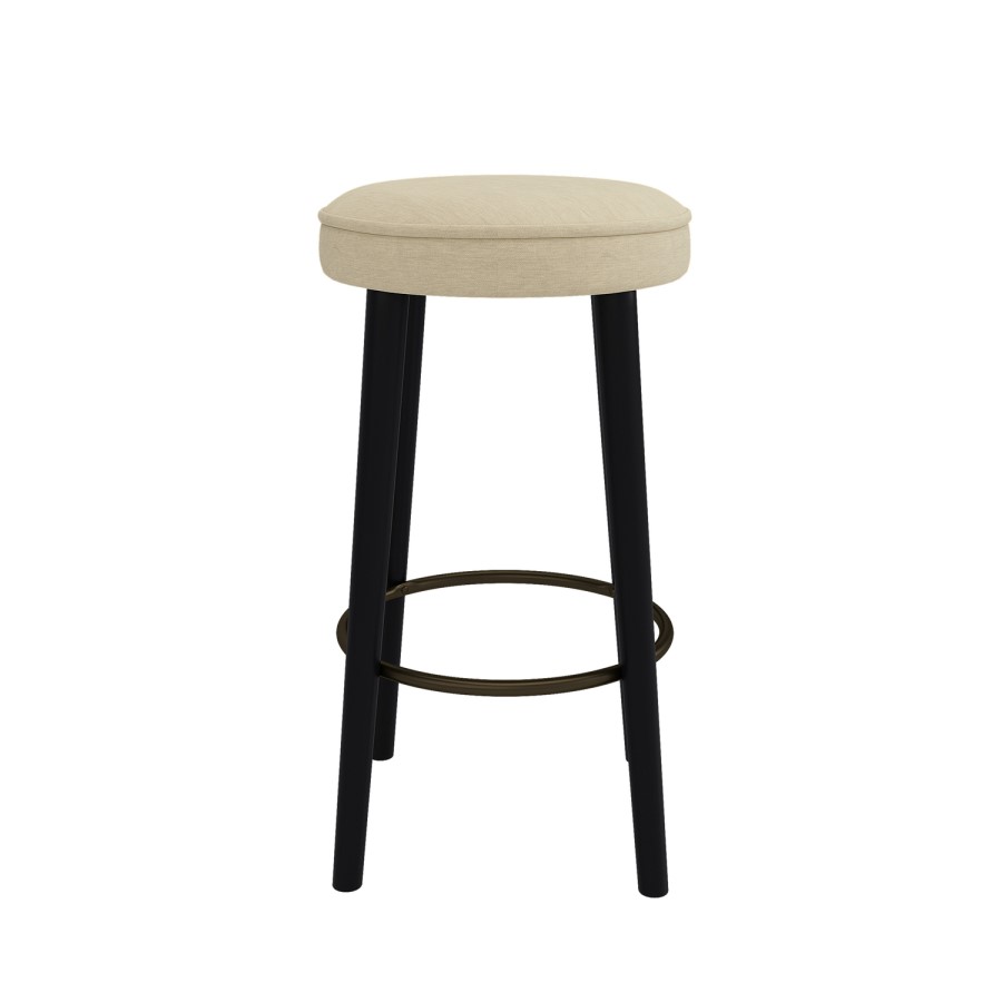 Beige Upholstered Kitchen Counter Stool with Black Legs - Gatsby