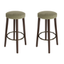 Set of 2 Sage Green Velvet Kitchen Counter Stools with Walnut Legs - Gatsby
