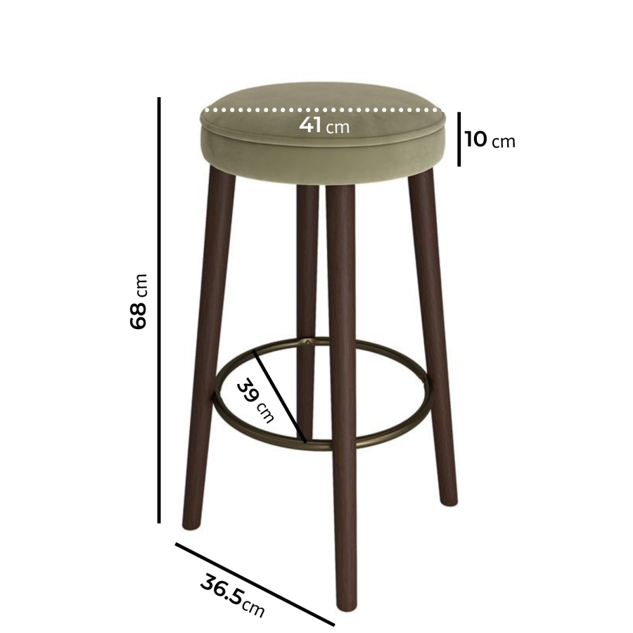 Set of 2 Sage Green Velvet Kitchen Counter Stools with Walnut Legs - Gatsby