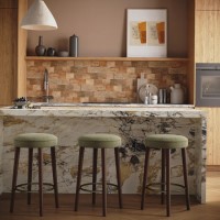 Set of 3 Sage Green Velvet Kitchen Counter Stools with Walnut Legs - Gatsby