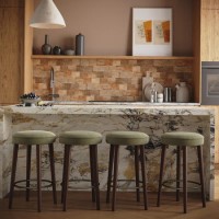 Set of 4 Sage Green Velvet Kitchen Counter Stools with Walnut Legs - Gatsby