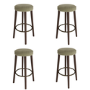 Set of 4 Sage Green Velvet Kitchen Counter Stools with Walnut Legs - Gatsby