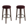 Set of 2 Burgundy Velvet Kitchen Counter Stools with Walnut Legs - Gatsby