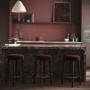 Set of 3 Burgundy Velvet Kitchen Counter Stools with Walnut Legs - Gatsby