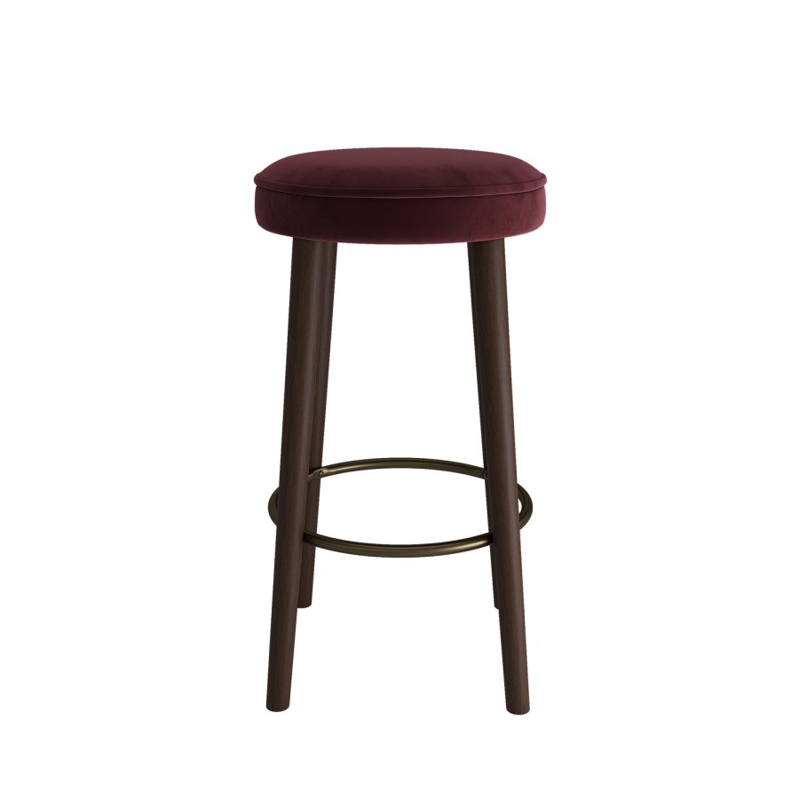 Burgundy Velvet Kitchen Counter Stool with Walnut Legs - Gatsby