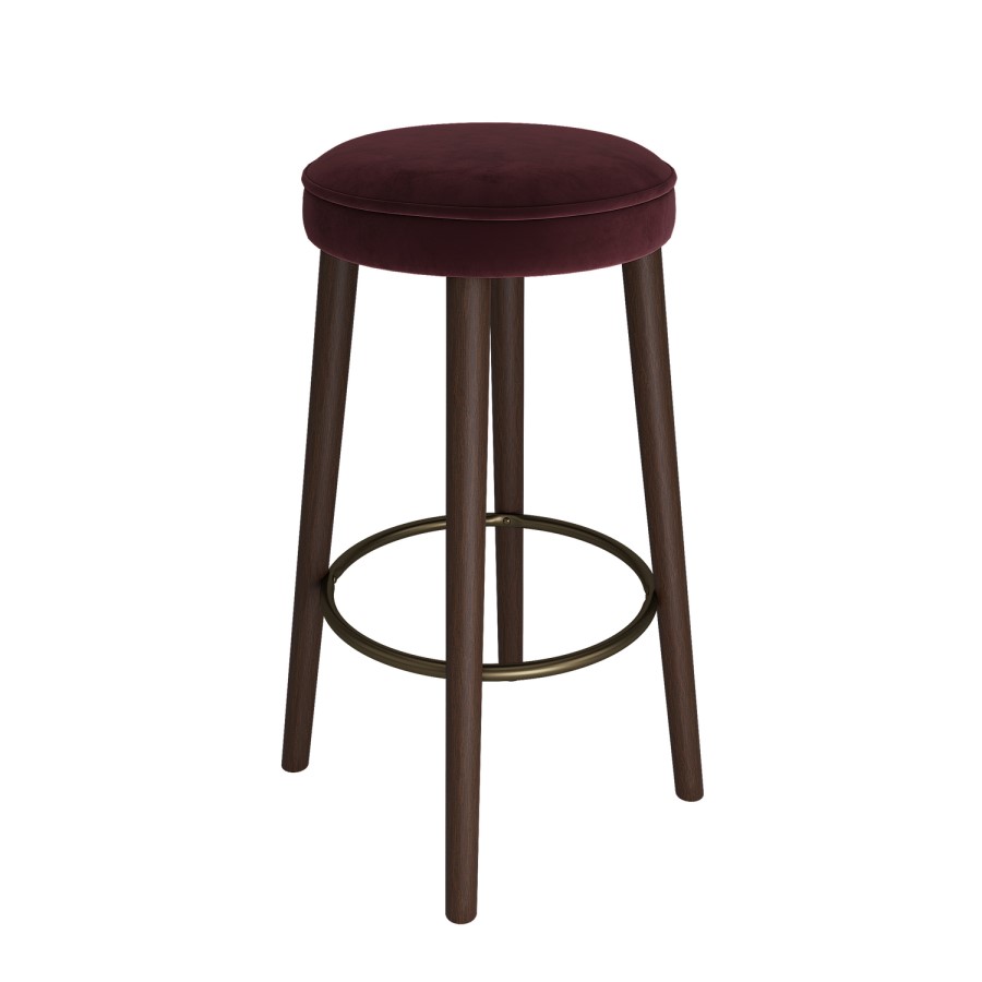 Burgundy Velvet Kitchen Counter Stool with Walnut Legs - Gatsby