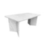 White Marble Effect Pillar Extendable Dining Table with 6 Beige Boucle Dining Chairs - Geneva