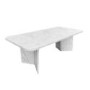 White Marble Effect Pillar Extendable Dining Table with 6 Beige Boucle Dining Chairs - Geneva