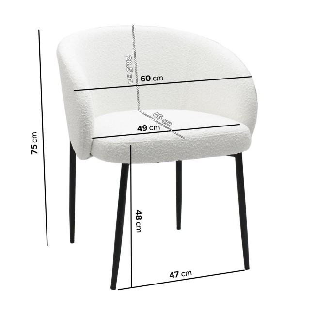 White Marble Effect Extendable Dining Table Set with 6 Cream Boucle Chairs - Seats 6 - Geneva