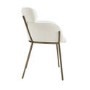 Set of 6 Cream Upholstered Curved Dining Chairs with Brass Legs - Isla