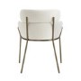 Set of 6 Cream Upholstered Curved Dining Chairs with Brass Legs - Isla