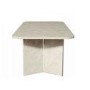 Beige Marble Effect Pillar Extendable Dining Table - Seats 6 - 8 - Geneva