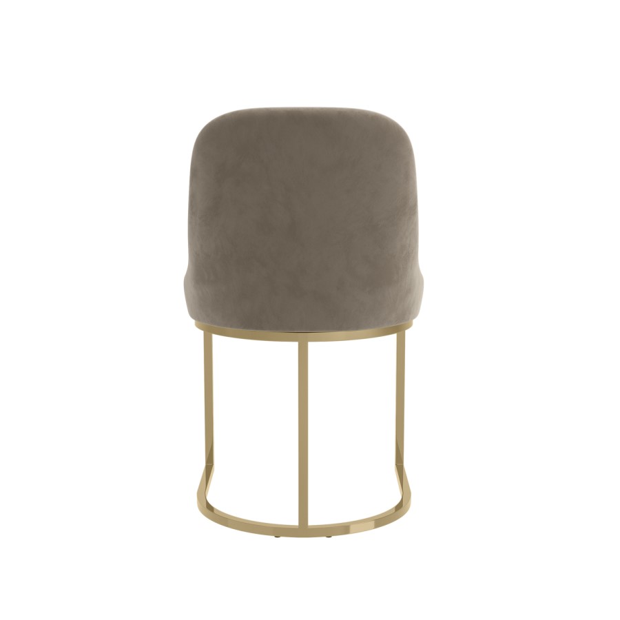 Set of 4 Mink Velvet Dining Chairs with Gold Legs - Callie