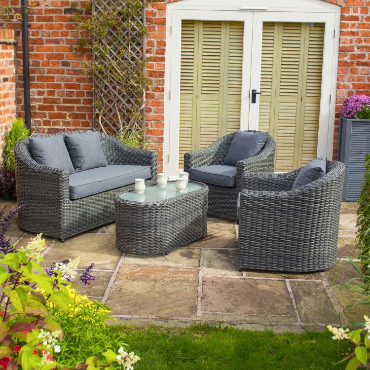 Rowlinson Bunbury Rattan Garden Sofa Set in Grey