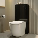 BUN/HAKOB2WGB/97861 Back to Wall Toilet with Black Glass Cabinet, Cistern & Pneumatic Dual Flush Button - Roma