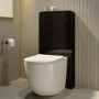 Back to Wall Toilet with Black Glass Cabinet, Cistern & Pneumatic Dual Flush Button - Roma