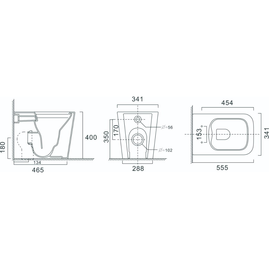 Back to Wall Toilet with White Glass Cabinet, Cistern & Pneumatic Dual Flush Button - Albi