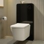 Wall Hung Toilet with Black Glass Cabinet, Cistern & Pneumatic Dual Flush Button - Albi