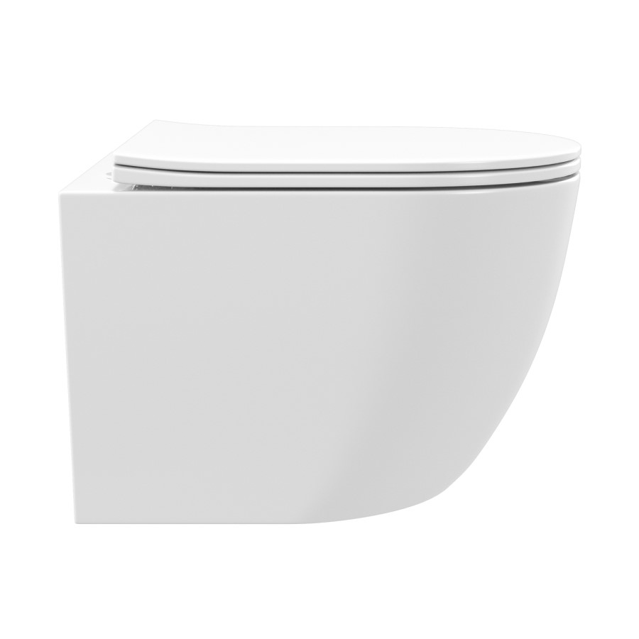 Wall Hung Toilet with White Glass Cabinet, Cistern & Pneumatic Dual Flush Button - Albi