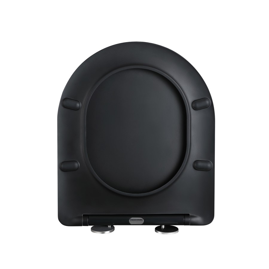 Black Wall Hung Toilet with White Glass Cabinet, Cistern & Pneumatic Dual Flush Button - Albi