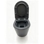 Black Wall Hung Toilet with White Glass Cabinet, Cistern & Pneumatic Dual Flush Button - Albi