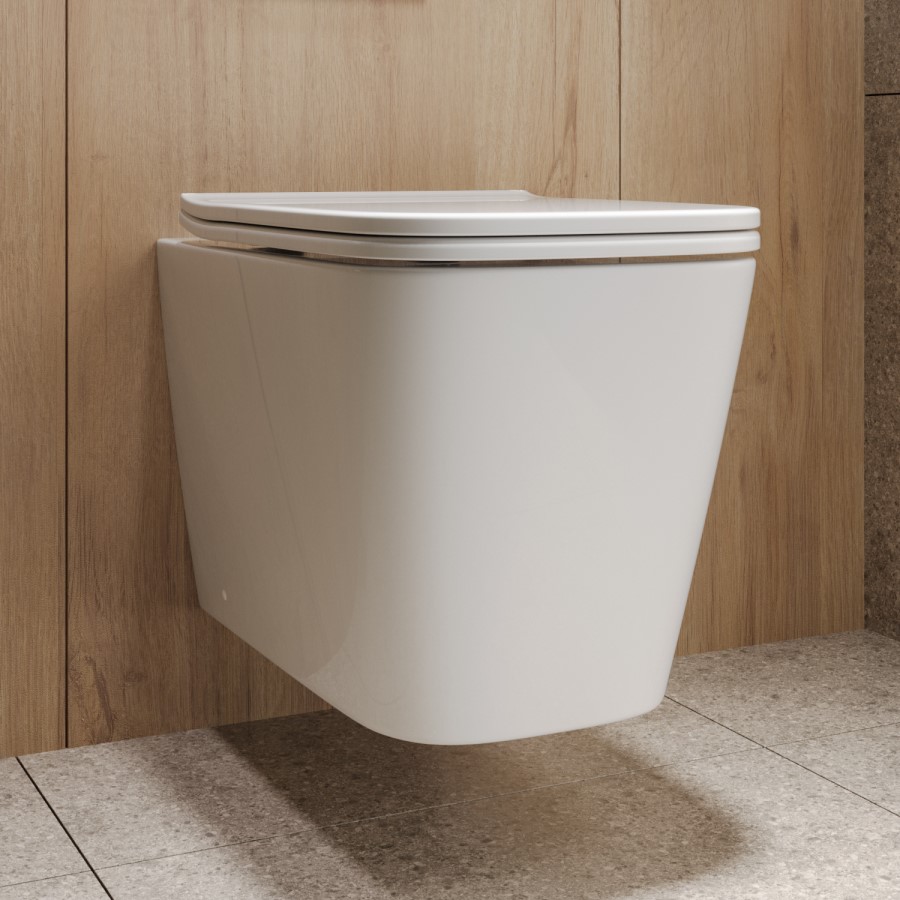 ONLY OPENED - Albi Wall Hung Toilet 1160mm Pneumatic Frame & Cistern & Chrome Flush Plate