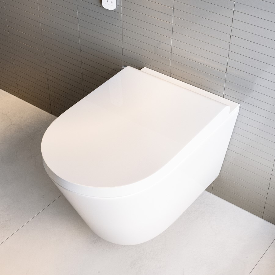Wall Hung Smart Bidet Japanese Toilet with White Glass Cabinet, Frame, Cistern & Pneumatic Dual Flush Button - Purificare