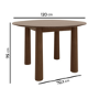 Round Walnut Dining Table Set with 4 Beige Upholstered Chairs - Seats 4 - Hana