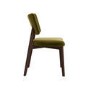 Round Walnut Dining Table Set with 4 Olive Green Velvet Curved Back Dining Chairs - Seats 4 - Hana