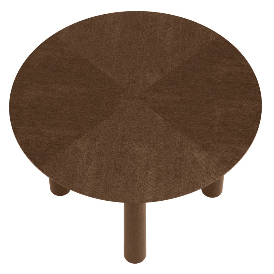 Round Walnut Flared Leg Dining Table Set with 4 Olive Green Velvet Curved Back Dining Chairs -  Hana