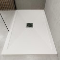 BUN/HAR100X80AS/93008 1000x800mm Rectangular Ultra Low-Profile Profile Shower Tray 25mm with Waste - White Stone Resin - Harmony