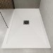 Non-Slip Low Profile 1000x800mm White Stone Resin Rectangular Shower Tray with Waste - Harmony