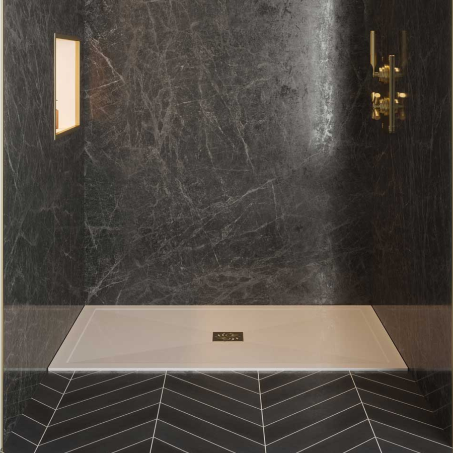1000x900mm Rectangular Low Profile Shower Tray 25mm with Waste - White Stone Resin Low Profile - Harmony